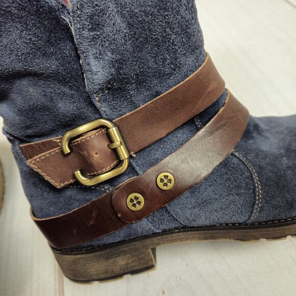 Naturalizer Talley Suede Sherpa Moto Boots Navy 8.5W - Picture 7 of 14